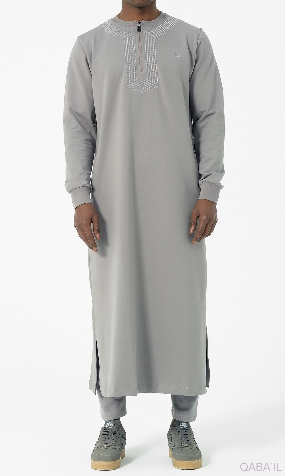 Islamic Men's Long Thobe Amwaj R24 QL in Grey