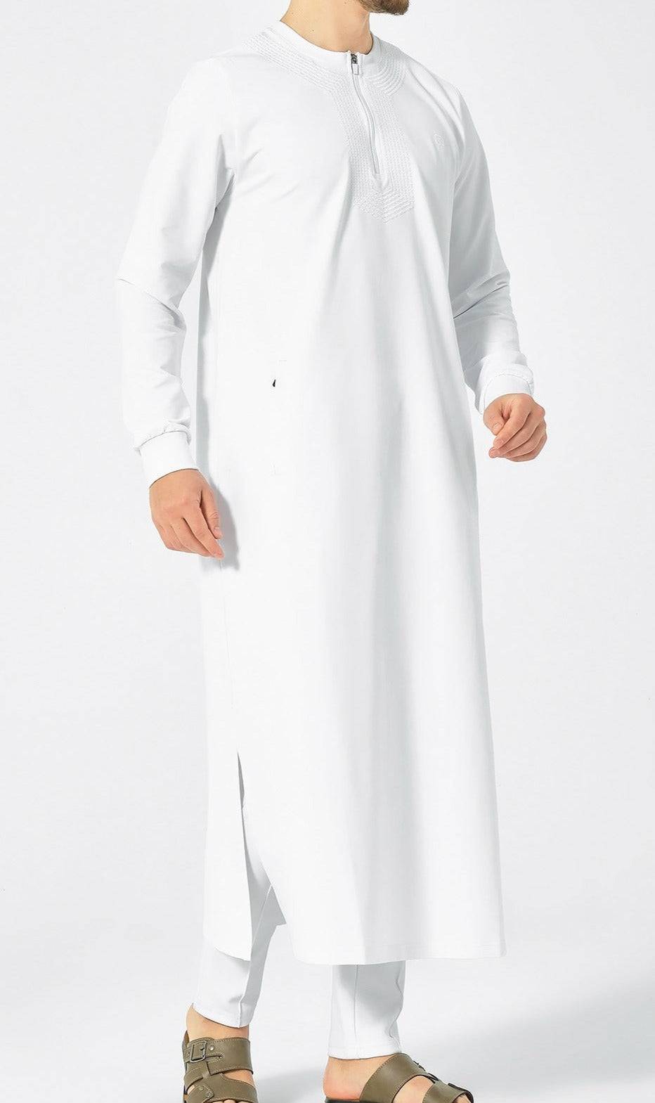 Islamic Men's Long Thobe Amwaj R24 QL in White