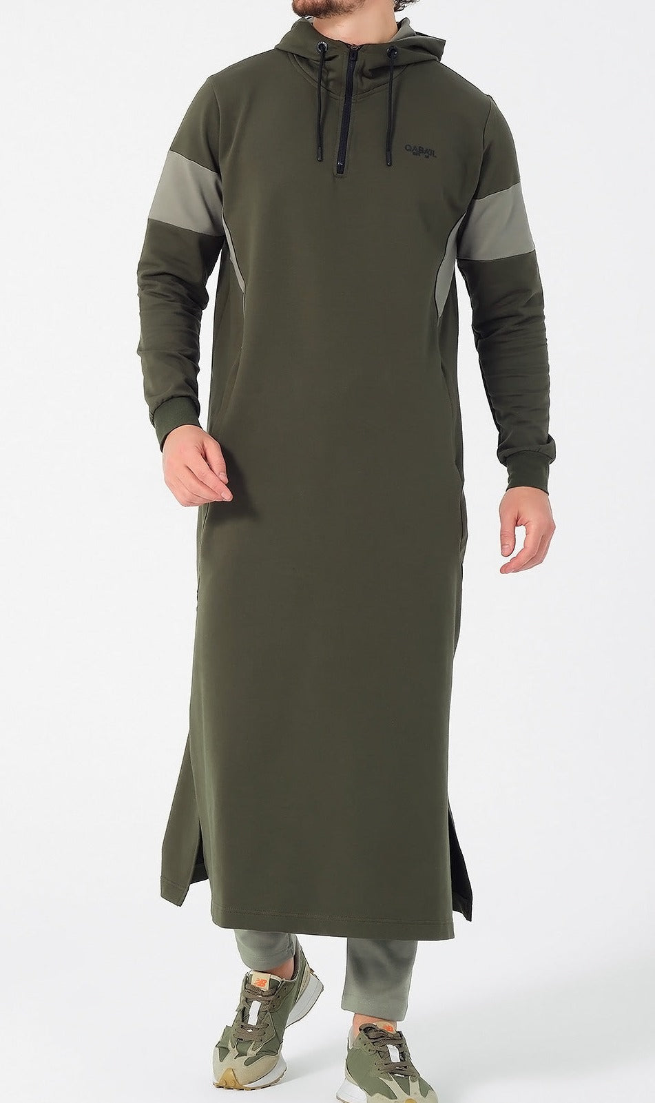 Muslim Men's Two-tone Long Thobe Kamees Unik R24 QL Khaki